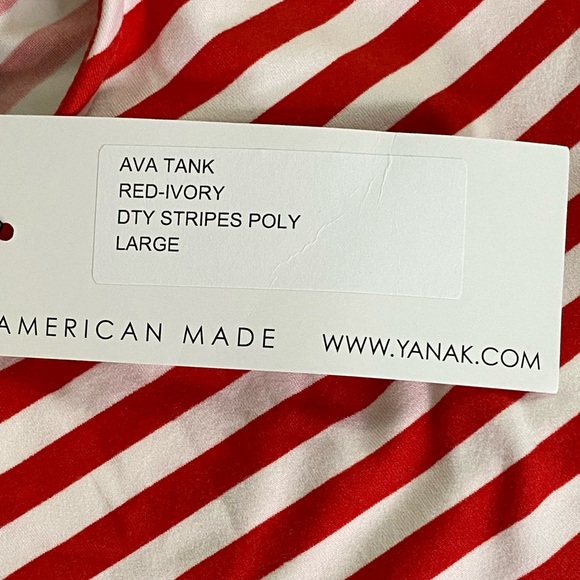 Yana K Ava Tank Top Red/White Stripes Size Large NWT - Picture 4 of 6